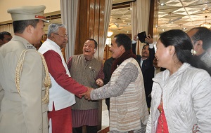 The Governor of Arunachal Pradesh Shri PB Acharya with distinguished guests and invitees in the High Tea at Raj Bhavan, Itanagar on 28th January 2017.